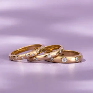 Jack Murphy Jewellers Yellow Gold Wedding Rings | Yellow Gold Wedding & Eternity Rings | Brilliant Round Cut Rub Over Diamond, 18ct Yellow Gold 2.85mm Band, 0.10ct