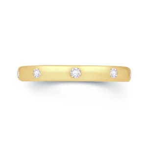 Jack Murphy Jewellers Yellow Gold Wedding Rings | Yellow Gold Wedding & Eternity Rings | Brilliant Round Cut Rub Over Diamond, 18ct Yellow Gold 2.85mm Band, 0.10ct