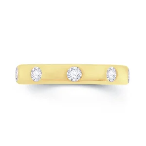 Jack Murphy Jewellers Yellow Gold Wedding Rings | Yellow Gold Wedding & Eternity Rings | Brilliant Round Cut Rub Over Diamond, 18ct Yellow Gold 3.5mm Band, 0.30ct