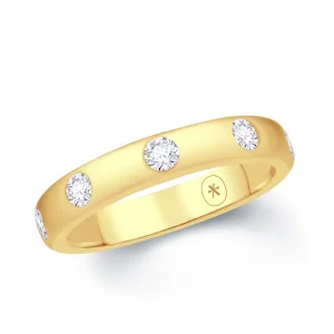 Jack Murphy Jewellers Yellow Gold Wedding Rings | Yellow Gold Wedding & Eternity Rings | Brilliant Round Cut Rub Over Diamond, 18ct Yellow Gold 3.5mm Band, 0.30ct