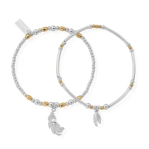 ChloBo All Jmj & Branded Fashion Jewellery | Silver & Gold Plated Strength & Courage Set of 2 Bracelets