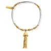ChloBo All Jmj & Branded Fashion Jewellery | Silver & Yellow Gold Plated Mini Noodle & Bead Tassel Bracelet