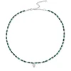 ChloBo All Jmj & Branded Fashion Jewellery | Sterling Silver Leaf Heart Sparkle Malachite Necklace