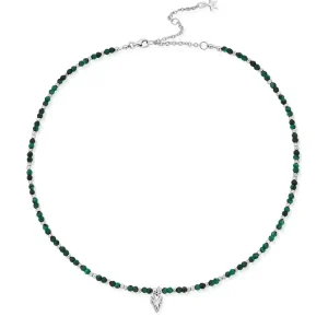 ChloBo All Jmj & Branded Fashion Jewellery | Sterling Silver Leaf Heart Sparkle Malachite Necklace
