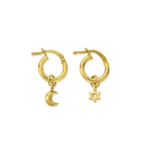 ChloBo All Jmj & Branded Fashion Jewellery | Yellow Gold Plate Wisdom & Guidance Small Hoop Earrings