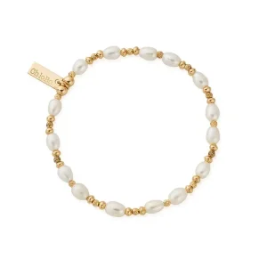 ChloBo All Jmj & Branded Fashion Jewellery | Yellow Gold Plate Sparkle Pearl Bracelet