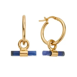 ChloBo All Jmj & Branded Fashion Jewellery | Yellow Plated Gold Sodalite T-Bar Hoops