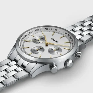 Cluse Mens Cluse Watches | 42mm Anthéor Multifunction Two Tone Steel and Yellow Bracelet Watch