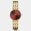 Cluse Ladies Cluse Watches | 28mm Boho Chic Petite Yellow Gold and Burgundy Colour Bracelet Watch