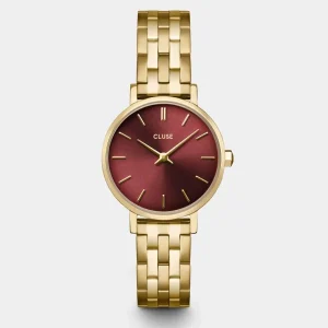 Cluse Ladies Cluse Watches | 28mm Boho Chic Petite Yellow Gold and Burgundy Colour Bracelet Watch