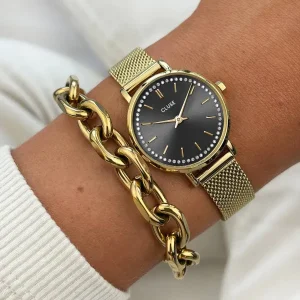 Cluse Ladies Cluse Watches | 28mm Boho Chic Petite Yellow Gold and Grey Colour Bracelet Watch
