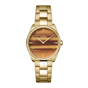 Cluse Ladies Cluse Watches | 31.5mm Féroce Yellow Gold Tiger's Eye Link Watch