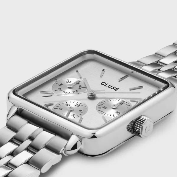 cluse_mm_la_ttragone_mult_2.webp Cluse Ladies Cluse Watches | 30mm La Tétragone Multifunction Stainless Steel Link Bracelet Watch