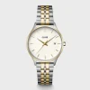 Cluse Ladies Cluse Watches | 34mm Minuit Date Bicolor Coconut Milk Stainless Steel Link Watch