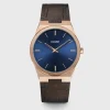 Cluse Mens Cluse Watches | 40mm Vigoureux Blue Rose Gold Tones Leather Watch