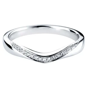 Jack Murphy Jewellers White Gold Wedding & Eternity Rings | 18ct White Gold Curved & Grain Set Wave Diamond Band 0.07ct