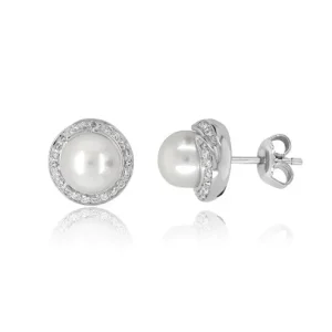 Jack Murphy Jewellers Jmj Diamond Set Jewellery | Jmj Gold Jewellery | 9ct White Gold Diamond & Pearl Stud Earrings 0.21ct