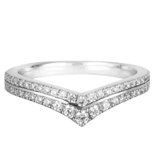 Jack Murphy Jewellers White Gold Wedding & Eternity Rings | 18ct White Gold Double Row Wishbone Diamond Ring, 0.36ct