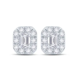 Jack Murphy Jewellers Jmj Gold Jewellery | Jmj Diamond Set Jewellery | 18ct White Gold Emerald & Halo Diamond Earrings 0.70ct