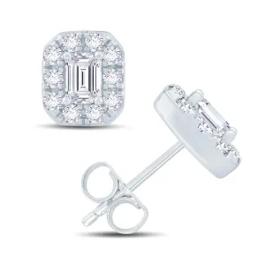 Jack Murphy Jewellers Jmj Gold Jewellery | Jmj Diamond Set Jewellery | 18ct White Gold Emerald & Halo Diamond Earrings 0.70ct