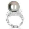 Jack Murphy Jewellers Jmj Diamond Set Jewellery | Jmj Gold Jewellery | 18ct White Gold 14mm Tahitian Pearl & Diamond Set Ring, 1.07ct