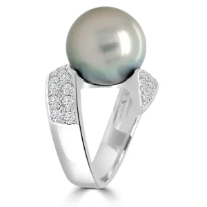 Jack Murphy Jewellers Jmj Diamond Set Jewellery | Jmj Gold Jewellery | 18ct White Gold 14mm Tahitian Pearl & Diamond Set Ring, 1.07ct