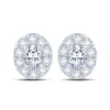 Jack Murphy Jewellers Bridal Jewellery | Jmj Diamond Set Jewellery | 18ct White Gold Oval & Halo Diamond Stud Earrings, 0.30ct