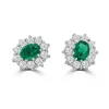 Jack Murphy Jewellers Jmj Gemstone Jewellery | Jmj Diamond Set Jewellery | 18ct White Gold Oval Emerald & Diamond Halo Studs