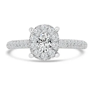 Jack Murphy Jewellers Natural Cluster Diamond Rings | Natural Halo Diamond Rings | 18ct White Gold Oval Illusion Diamond Band, 0.72ct