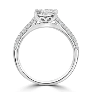 Jack Murphy Jewellers Natural Cluster Diamond Rings | Natural Halo Diamond Rings | 18ct White Gold Oval Illusion Diamond Band, 0.72ct