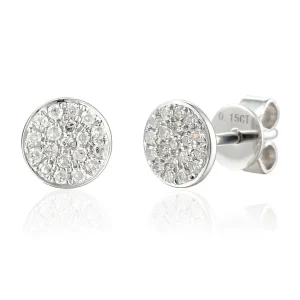 Jack Murphy Jewellers Jmj Diamond Set Jewellery | Jmj Gold Jewellery | 9ct White Gold Pavé Set Diamond Disc Stud Earrings, 0.15ct