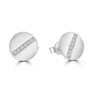 Jack Murphy Jewellers Jmj Gold Jewellery | 9ct White Gold Pavé Set Diamond Button Stud Earring