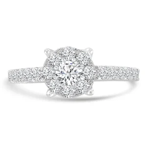Jack Murphy Jewellers Natural Cluster Diamond Rings | Natural Halo Diamond Rings | 18ct White Gold Round Brilliant Illusion Solitaire 0.83ct