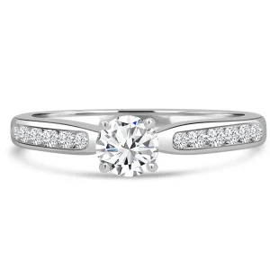 Jack Murphy Jewellers Natural Solitaire Diamond Rings | 18ct White Gold Round Brilliant Channel Band, 0.57ct