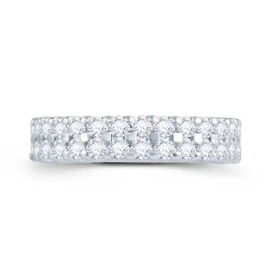 Jack Murphy Jewellers White Gold Wedding & Eternity Rings | 18ct White Gold Round Cut Two Row Claw Set 4.5mm Diamond Ring, 1.00ct