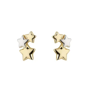 Jack Murphy Jewellers Childrens Jewellery | Jmj Gold Jewellery | 9ct Yellow & White Gold Clustered Star Earrings