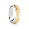 Jack Murphy Jewellers Two Tone Wedding Rings | Yellow Gold Wedding Rings | 18ct Yellow Gold & Platinum Inlaid Groove Matte & Polished Medium 6mm Wedding Band