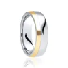 Jack Murphy Jewellers Two Tone Wedding Rings | Yellow Gold Wedding Rings | 18ct Yellow Gold & Platinum Classic Inlaid Groove Medium 6mm Wedding Band