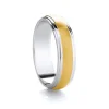Jack Murphy Jewellers Two Tone Wedding Rings | Yellow Gold Wedding Rings | 18ct Yellow Gold & Platinum Ribbed & Polished Medium 5mm Wedding Band