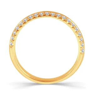 Jack Murphy Jewellers Yellow Gold Wedding & Eternity Rings | 18ct Yellow Gold Bevelled Double Row Brilliant Round 3.5mm Diamond Ring 0.30ct