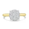 Jack Murphy Jewellers Natural Cluster Diamond Rings | Natural Three-Stone Diamond Rings | 18ct Yellow Gold Brilliant Round & Halo Illusion Diamond Ring, 0.50ct