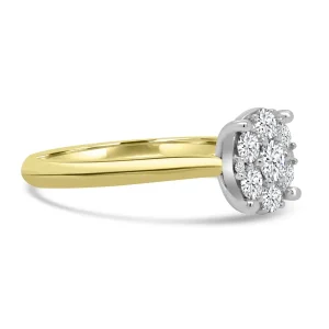 Jack Murphy Jewellers Natural Cluster Diamond Rings | Natural Three-Stone Diamond Rings | 18ct Yellow Gold Brilliant Round & Halo Illusion Diamond Ring, 0.50ct