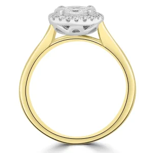Jack Murphy Jewellers Natural Cluster Diamond Rings | Natural Three-Stone Diamond Rings | 18ct Yellow Gold Brilliant Round & Halo Illusion Diamond Ring, 0.58ct