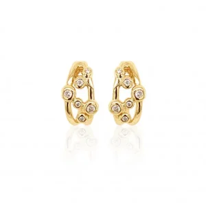 Jack Murphy Jewellers Jmj Diamond Set Jewellery | Jmj Gold Jewellery | 9ct Yellow Gold Bubble Diamond Stud Hoop Earrings 0.15ct