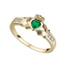 Jack Murphy Jewellers Jmj Gold Jewellery | 9ct Yellow Gold Claddagh Green Heart & Shoulder Set Ring