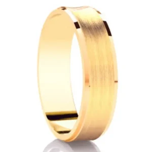 Jack Murphy Jewellers Yellow Gold Wedding Rings | 18ct Yellow Gold Concaved Matte & Polished Edges Medium 6mm Wedding Band