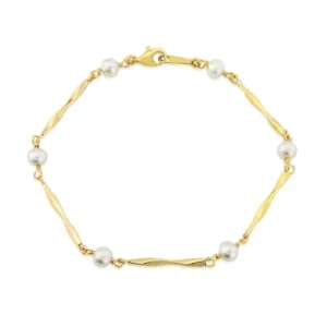 Jack Murphy Jewellers Jmj Gold Jewellery | 9ct Yellow Gold Cultured Pearl Contemporary Twist Bracelet