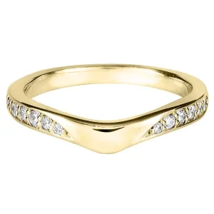 Jack Murphy Jewellers Yellow Gold Wedding & Eternity Rings | 18ct Yellow Gold Curved & Shoulder Grain Set Wave Diamond Band 0.19ct