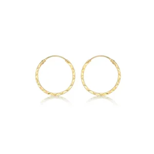 Jack Murphy Jewellers Jmj Gold Jewellery | 9ct Yellow Gold Delicate Diamond Cut Creole Sleeper Hoops
