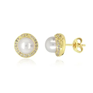 Jack Murphy Jewellers Jmj Diamond Set Jewellery | Jmj Gold Jewellery | 9ct Yellow Gold Diamond & Pearl Stud Earrings 0.21ct